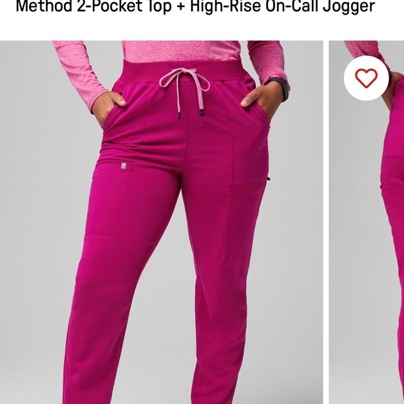 Fabletics Hibiscus Pink 2-Pocket Top and High-Rise Jogger Scrub set - Picture 3 of 5